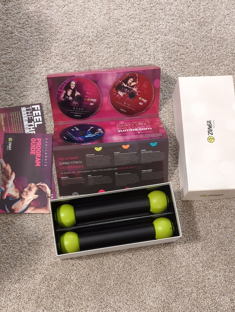Zumba Fitness Black and Lime Green Toning Sticks with DVD Set